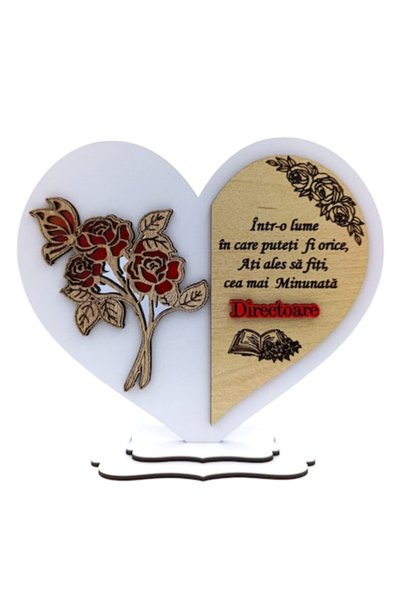 OEM Cadou personalizat pentru directoare- inimă cu mesaj personalizat – 15 cm