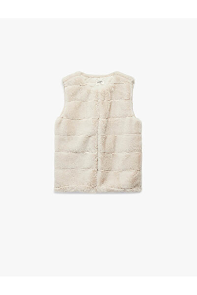 Koton Vestă de pluș fără mâneci guler rotund cu detalii de pluș (AW 25)