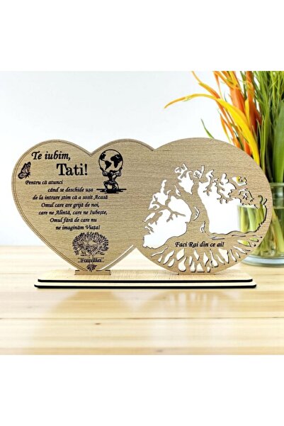 OEM Decorațiune blank din lemn cu mesaj pentru tată – cadou personalizat, crem, 30x18 cm