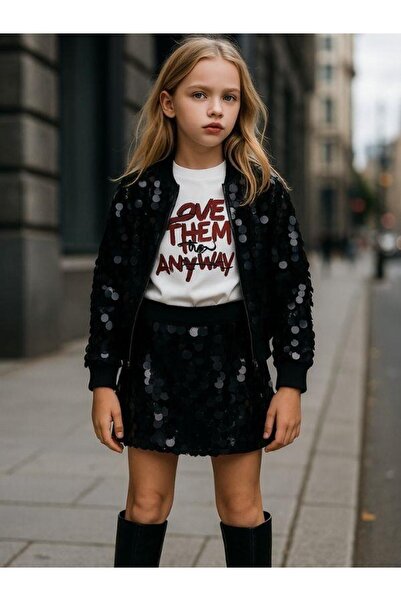 Zekids سترة بتصميم مزين بالترتر القطني للفتيات