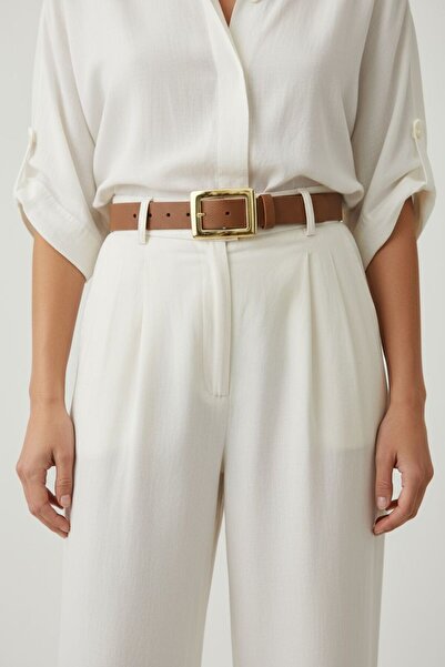 Gesa حزام نسائي بإبزيم مربع ذهبي اللون