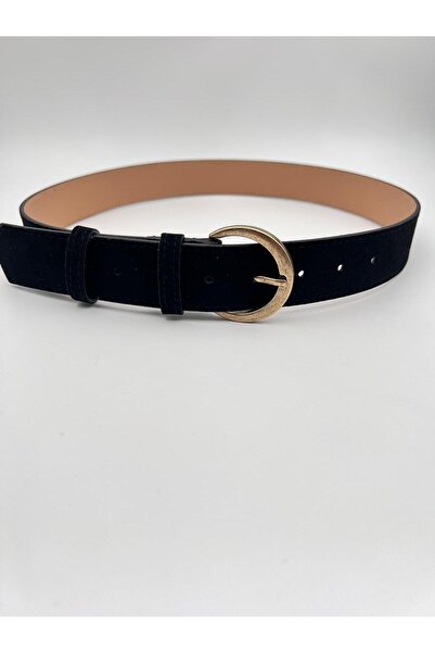 Mynoa حزام نسائي من جلد الغزال بإبزيم دائري، حزام للسترة، حزام للبنطلون.