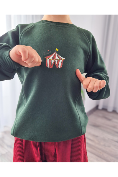 BALKABAĞI Khaki Color Sweatshirt with Front Stitching Detail (2-9 Years)