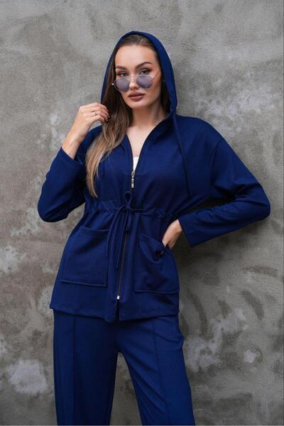 Elaxi طقم مودال مكون من قطعتين بتفاصيل جيب مطاطي عند الخصر وسحاب