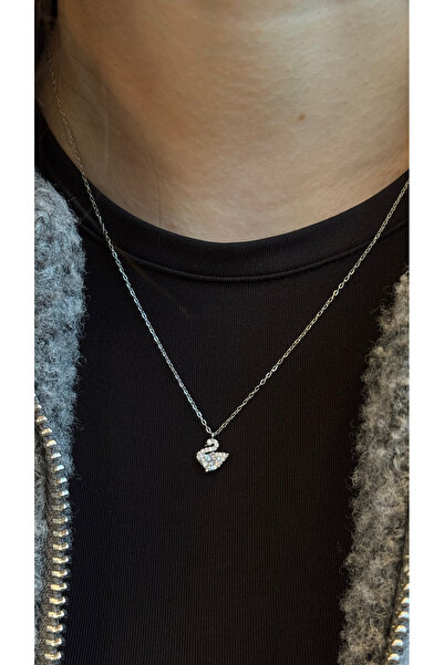 ZEYCE قلادة على شكل بجعة فضية اللون