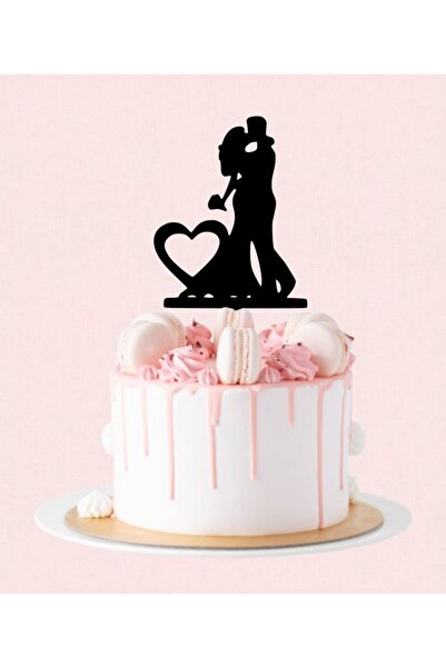 Bloom Atelier Cake Topper Nunta Miri Inima, Plexiglas Negru