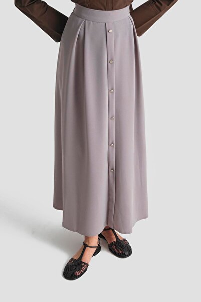 Armine TREND Button Detail Flawed Skirt 25Yt113 Gray