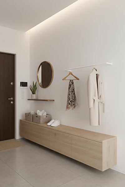 Grandmix Modern Metal Duvara Monte Elbise Askılığı Yer Kaplamayn Dekoratif Du...