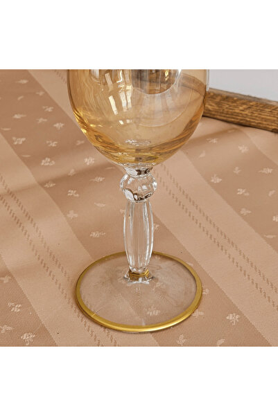 Sudedi Home Ayaklı Renkli Gold Detaylı Bardak Kadeh (Sarı) 1 Adet