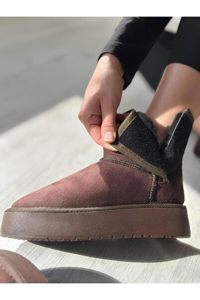 BOBx Çocuk Kalın Taban İçi Kürklü Çocuk Bot Acı Kahve Rengi Yüksek Kaliteli Poli Taban Çocuk Botu 2025