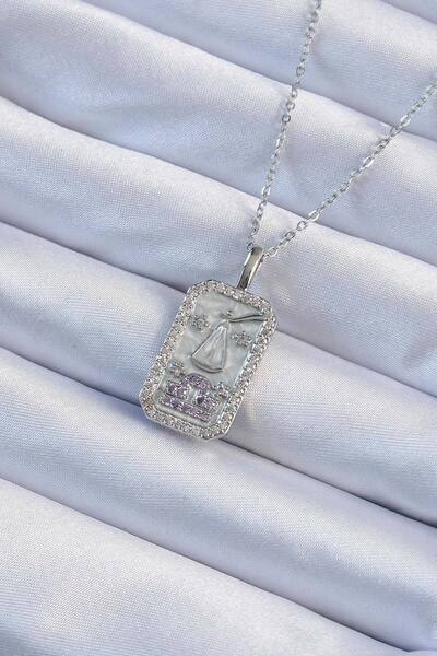 Skygo 316L Steel Chain Silver Color Lilac Zircon Stone Tarot Necklace - Tj-Bko9238