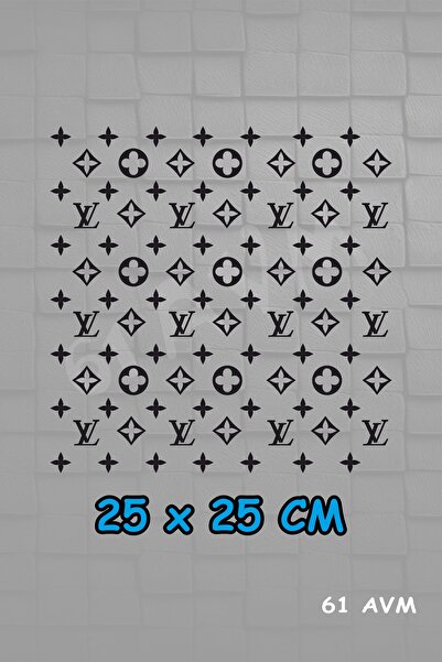 61 AVM LV Desen Sticker 25x25 Cm - Araç -Motor - Laptop - Kask Etiket - Siyah