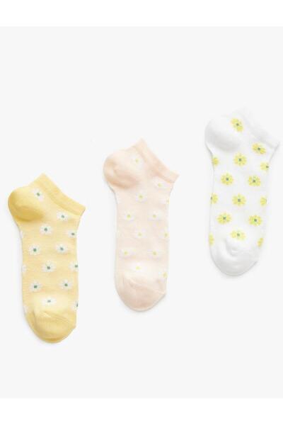 Koton Women's Daisy Patterned 3-Piece Booties Socks Set (Aw 25)