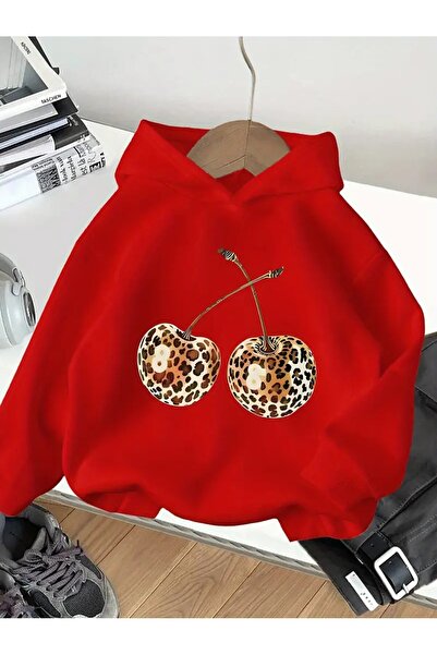 oneagılyazı imprimeu leopard cireșe cu imprimeu cu glugă Swea tricou