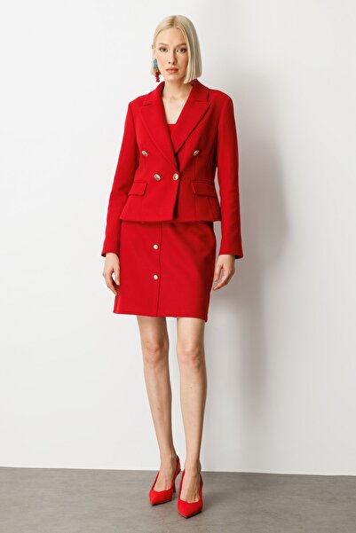 Ekol Kruvaze Yaka Kaşe Kadın Ceket 5073