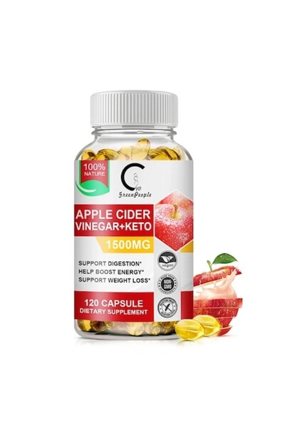 ALHENA Oțet de mere, 120 capsule — susține arderea grăsimilor, digestia și en...