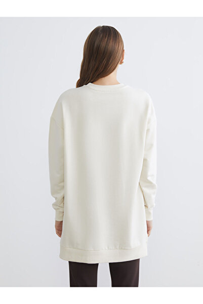 LC Waikiki Lcwaikiki Basic Beige Stone Oversized Women's Sweatshirt Tunic