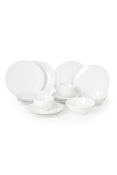 ALSAIF KITCHEN Luxury 24-Piece White Porcelain/Ceramic Dinner Set with Modern Design - Complete for 6 - Plates, Bowls, and Saucers