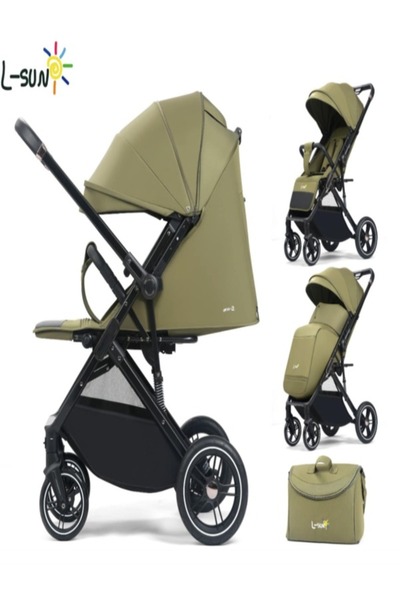 L-Sun Children's stroller, sports with sleeping position, folding trolley, footmuff and bag