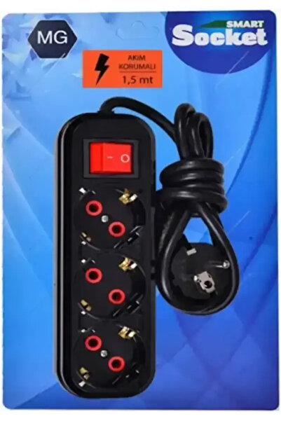 Smartscoo ⚡ Smart Socket 1.5 Metre Akım Korumalı Anahtarlı Priz – Güvenli Çok...