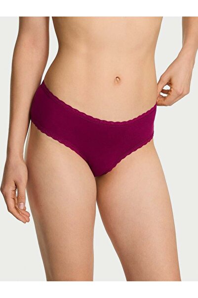 Victoria's Secret Chiloți din bumbac cu talie din dantelă