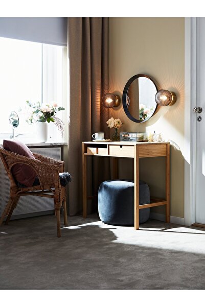 IKEA Wall Lamp, Wired-In Installation, Brass/Grey Clear Glass