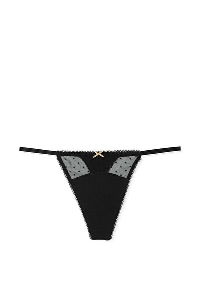 Victoria's Secret Tulle Cotton Polka Dot V-String Panties