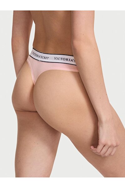 Victoria's Secret Tanga din bumbac cu logo
