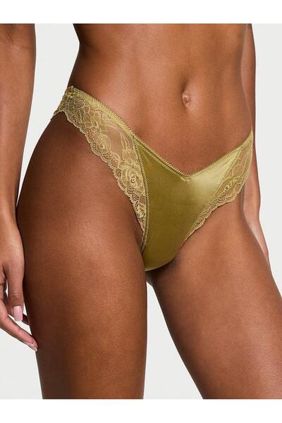 Victoria's Secret Tanga Deep Leg croială din dantelă trandafir