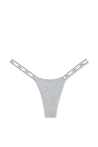 Victoria's Secret Cotton Deep Leg Cut Logo Micro Thong