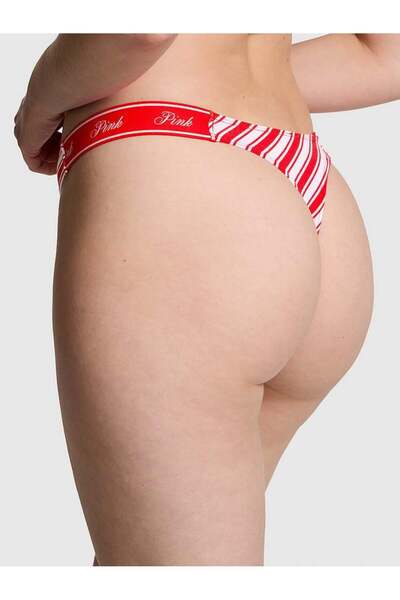 Victoria's Secret Logo Cotton Deep Leg Cut Thong