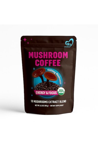 ALHENA Instant Coffee with 10 Mushroom Types, 4000 mg Mushrooms per Serving, 180g