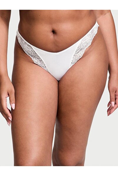 Victoria's Secret Tanga Deep Leg croială din dantelă trandafir