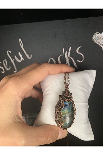 isikaccessories Labradorit Doğaltaşlı”Bakır” Özel Tasarım kolye