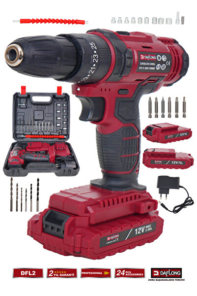 DAFLONG PRO METAL SANZUMAN BAKIR SARGILI ÇİFT AKÜLÜ ŞARJLI DARBELİ MATKAP DFL-2