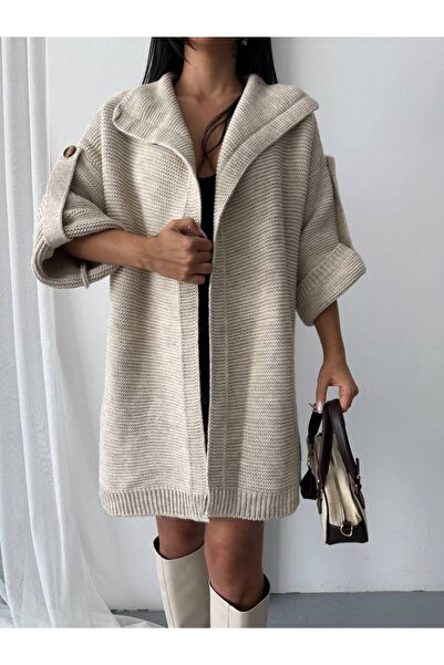 GİYSİ DÜNYASI 57 Triko Kumaş Basen Boy Kol Detayli Hirka