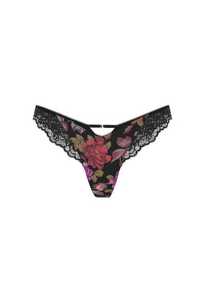 Victoria's Secret Rose Lace Deep Leg Cut Thong