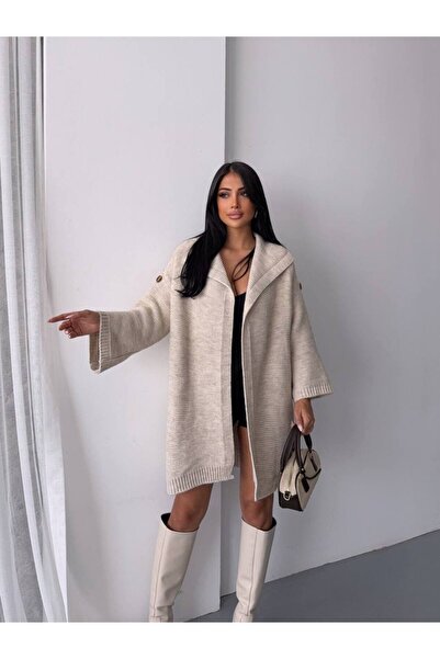 GİYSİ DÜNYASI 57 Triko Kumaş Basen Boy Kol Detayli Hirka