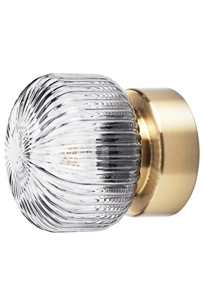 IKEA Wall Lamp, Wired-In Installation, Brass/Grey Clear Glass