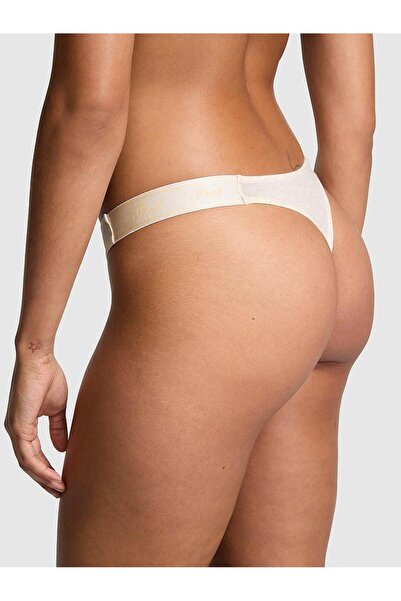 Victoria's Secret Logo Cotton Deep Leg Cut Thong