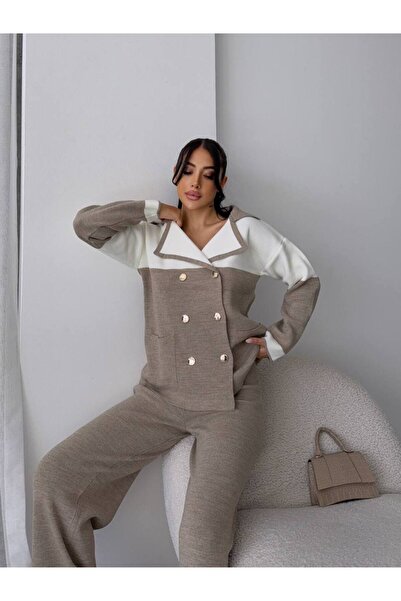 GİYSİ DÜNYASI 57 Trico Fabric Cardigan Pants Set of 2