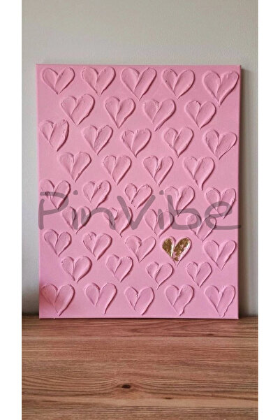 Home Pinvibe El Yapımı Rölyef Kalp Desenli Tablo– Altın Detaylı Sevdiğine Öze...