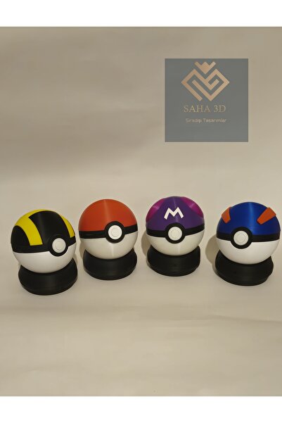 saha3d sıradışı tasarımlar 4 lü Pokeball Poke Topu (1 adet sürpriz pokemon he...