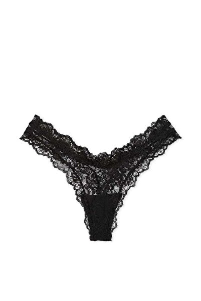 Victoria's Secret Rose Lace Deep Leg Cut Thong