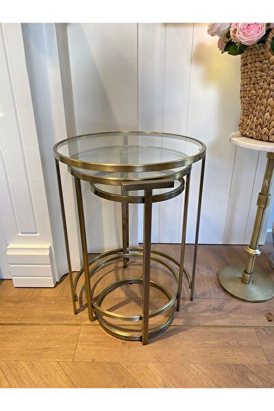 Dekordan House 3'lü Eskitme Pirinç Kaplama Zigon