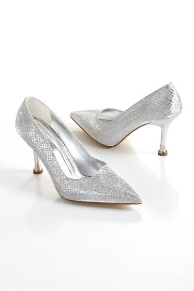 MFT AYAKKABI Silver Snake Evening Dress Shoes Suitable for Special Events