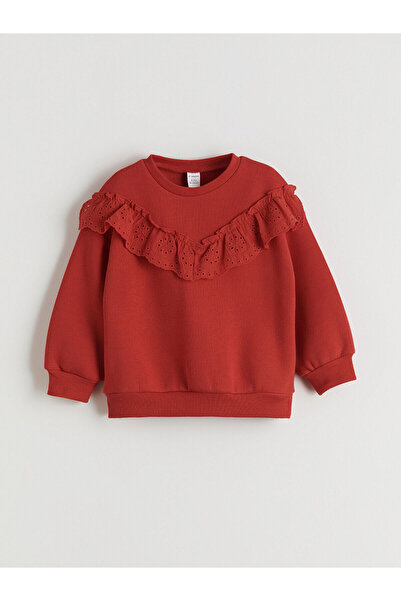 LC Waikiki Peak Yeni Sezon Bebe Yaka Baskılı Uzun Kollu Kız Çocuk Sweatshirt