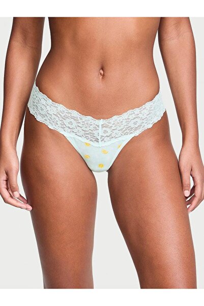 Victoria's Secret Βαμβακερό στρινγκ με δαντέλα στη μέση