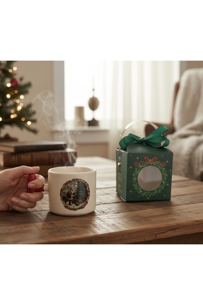 Bohem kutusu كوب سانتا كلوز ذو طابع العام الجديد مطبوع T مع مقبض - في علبة هدايا