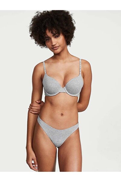 Victoria's Secret Tanga elastică din bumbac Deep Leg croială Scoop